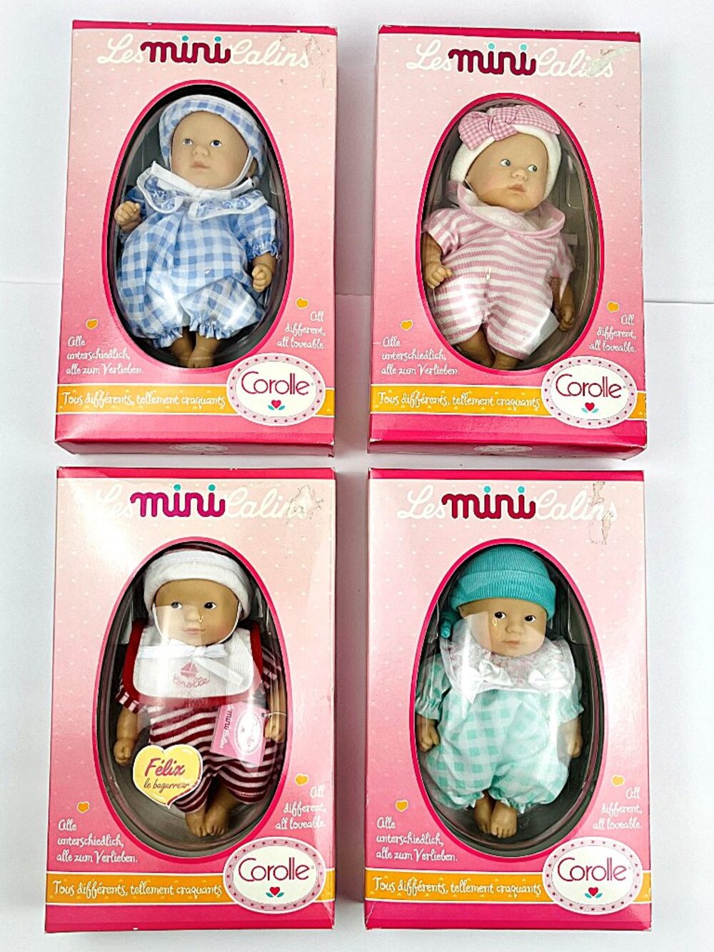 Vintage 1998 Corolle Mini Calins 8” Dolls Lot of 4 NEW Factory Sealed - Felix